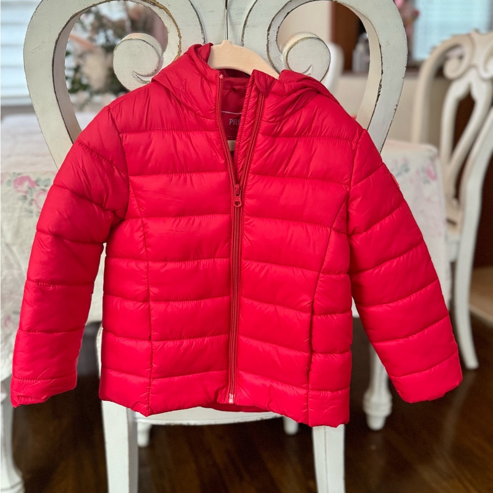 NWOT PRIMIGI Puffer Coat in red. Girls size 4T